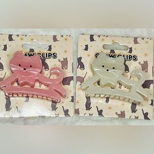 Cat Shaped Hair Claw Clips - Pink and Cream